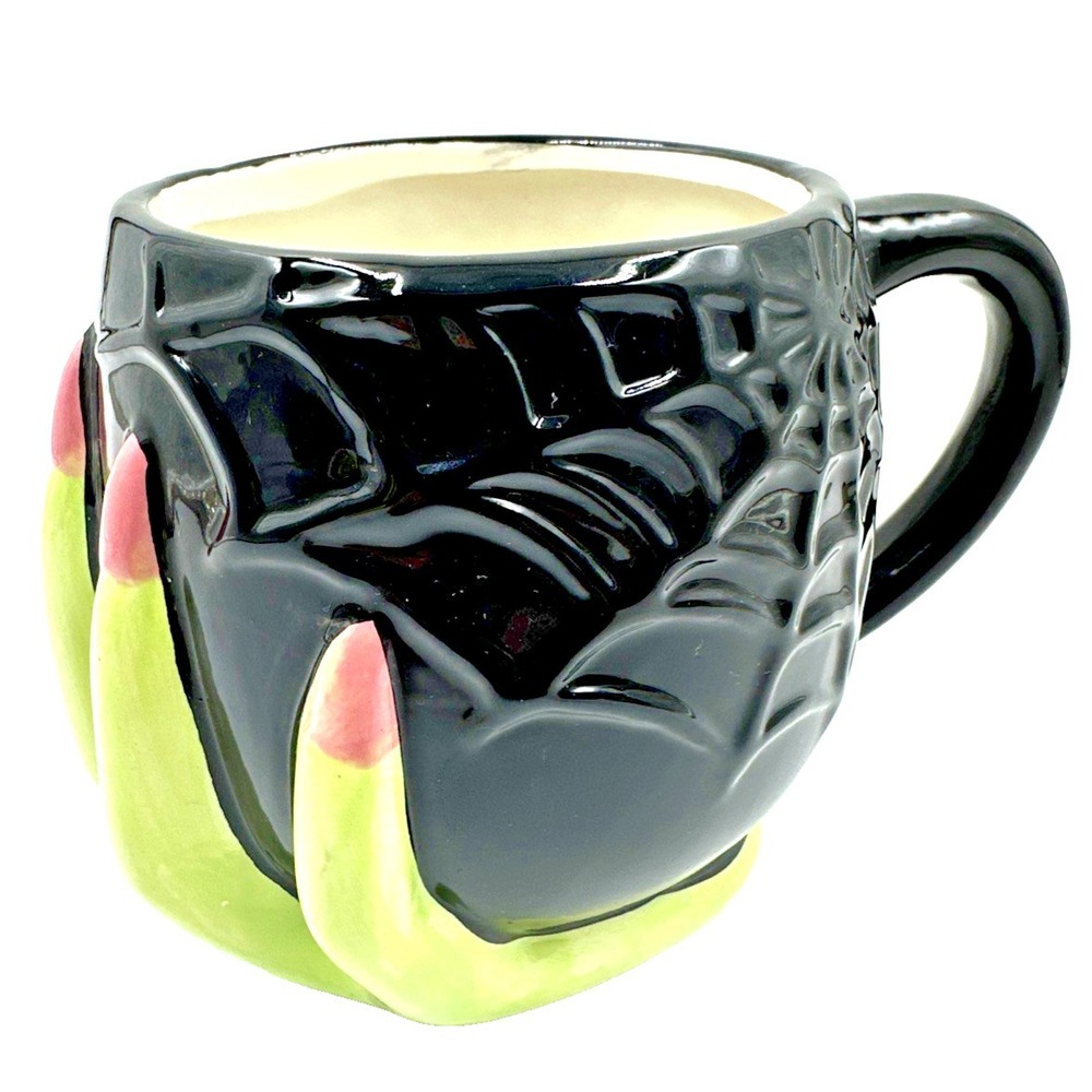 Cobwebs & Cauldrons Witch Hand & Spiderweb Halloween Mug NWT